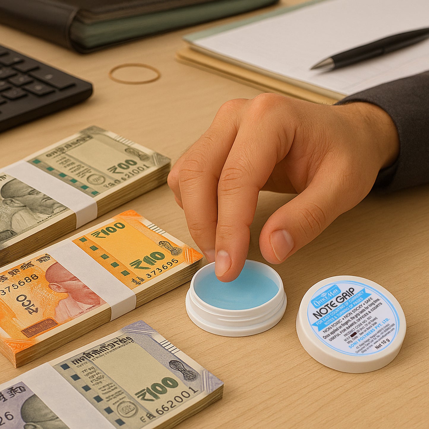 Officemate Note Grip 10g – Non-Sticky Gel for Easy Currency Counting & Page Turning