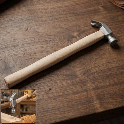 Wooden Handle Claw Hammer with Steel Head front view