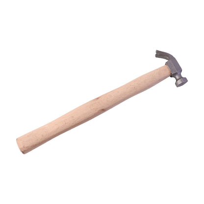 Wooden handle claw hammer on white background
