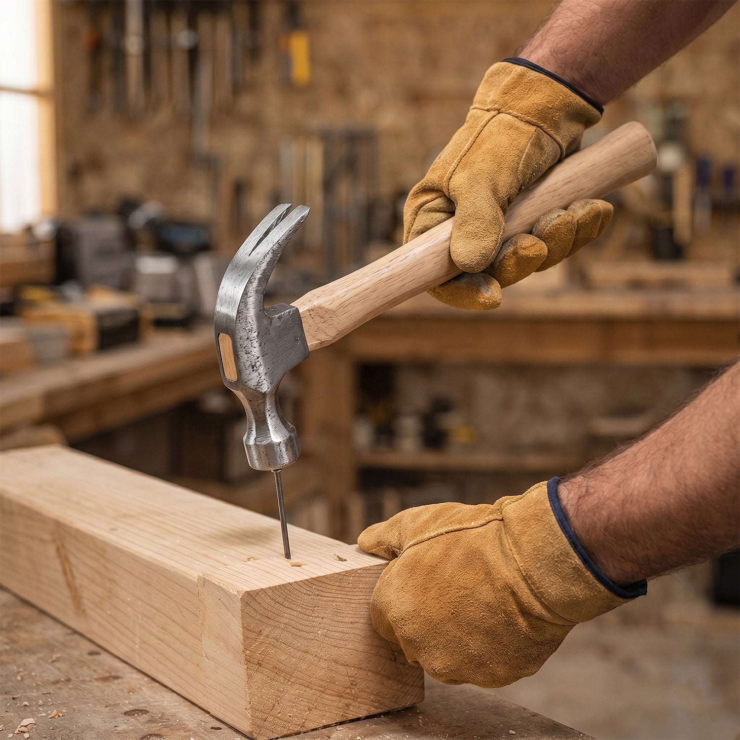 Hammer being used for carpentry work