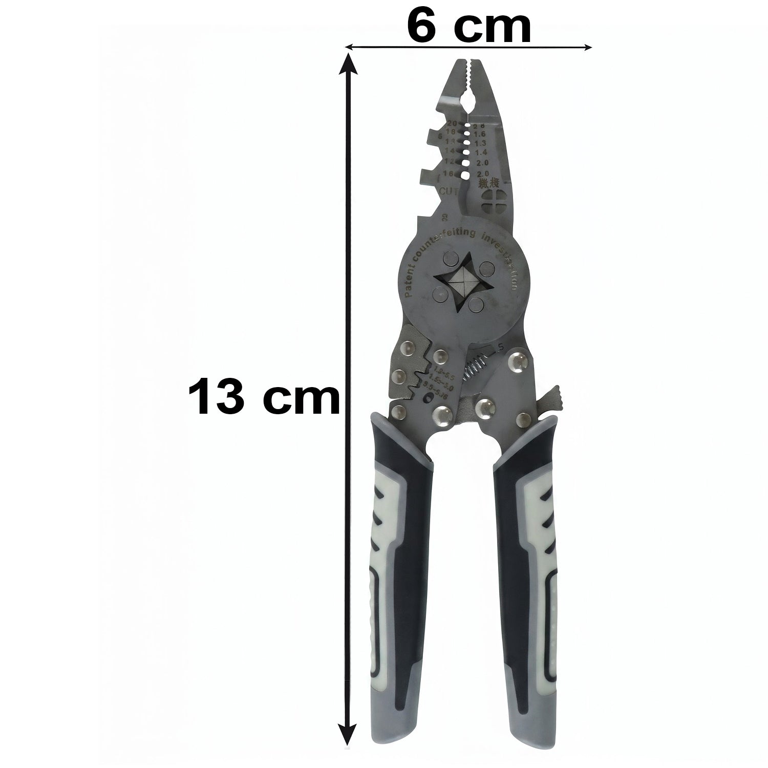 Wire crimping plier size details