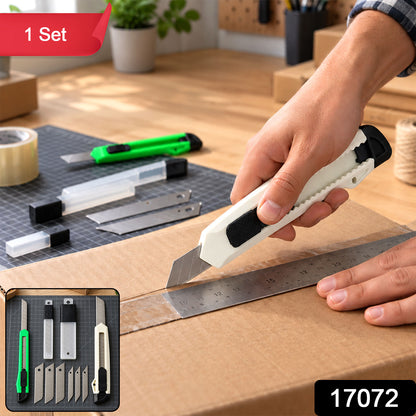 Office Paper Cutter Knife Set with Extra Blades for Parcel Opening (1 Set)
