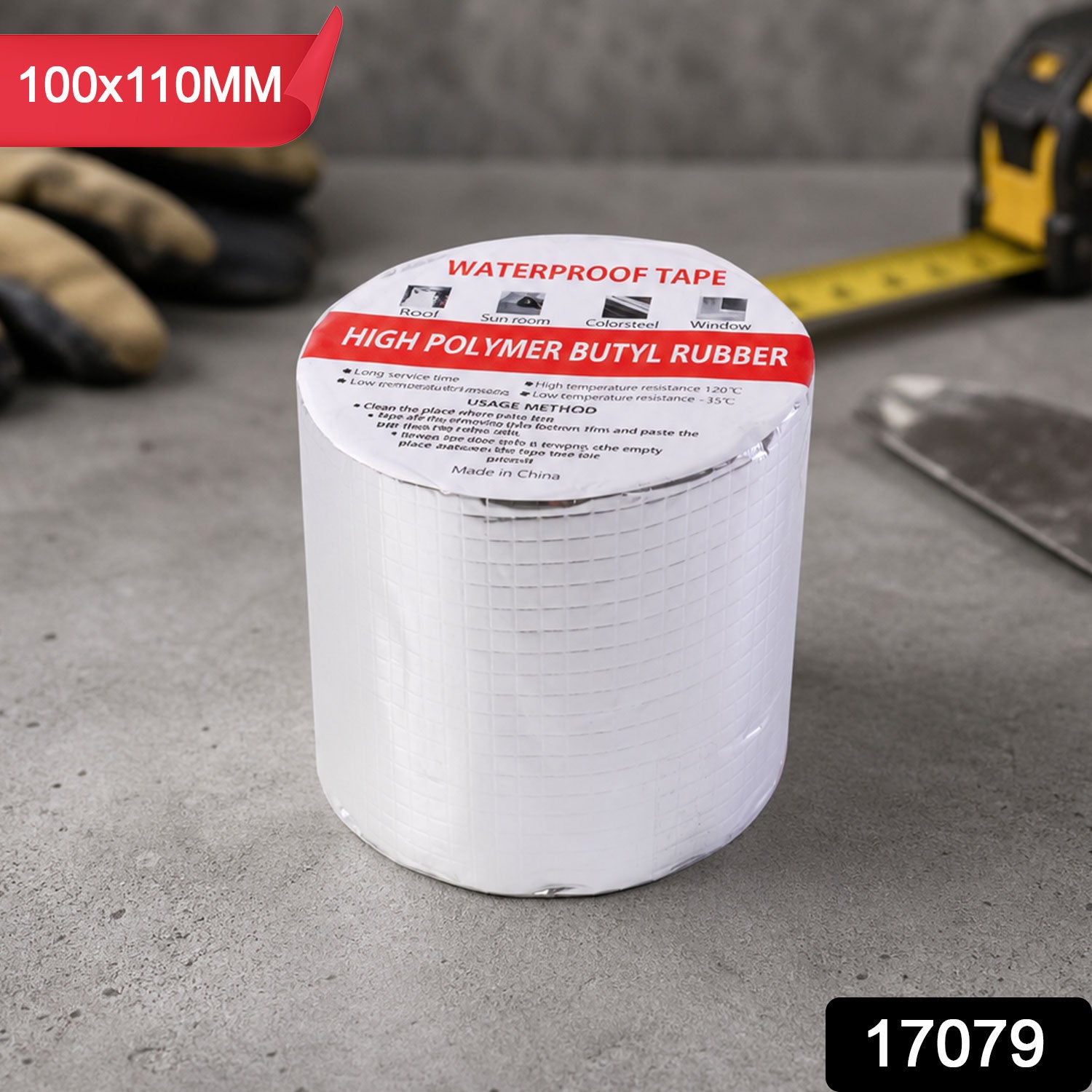 Close-up of waterproof tape for roof, gutter, and pipe sealing