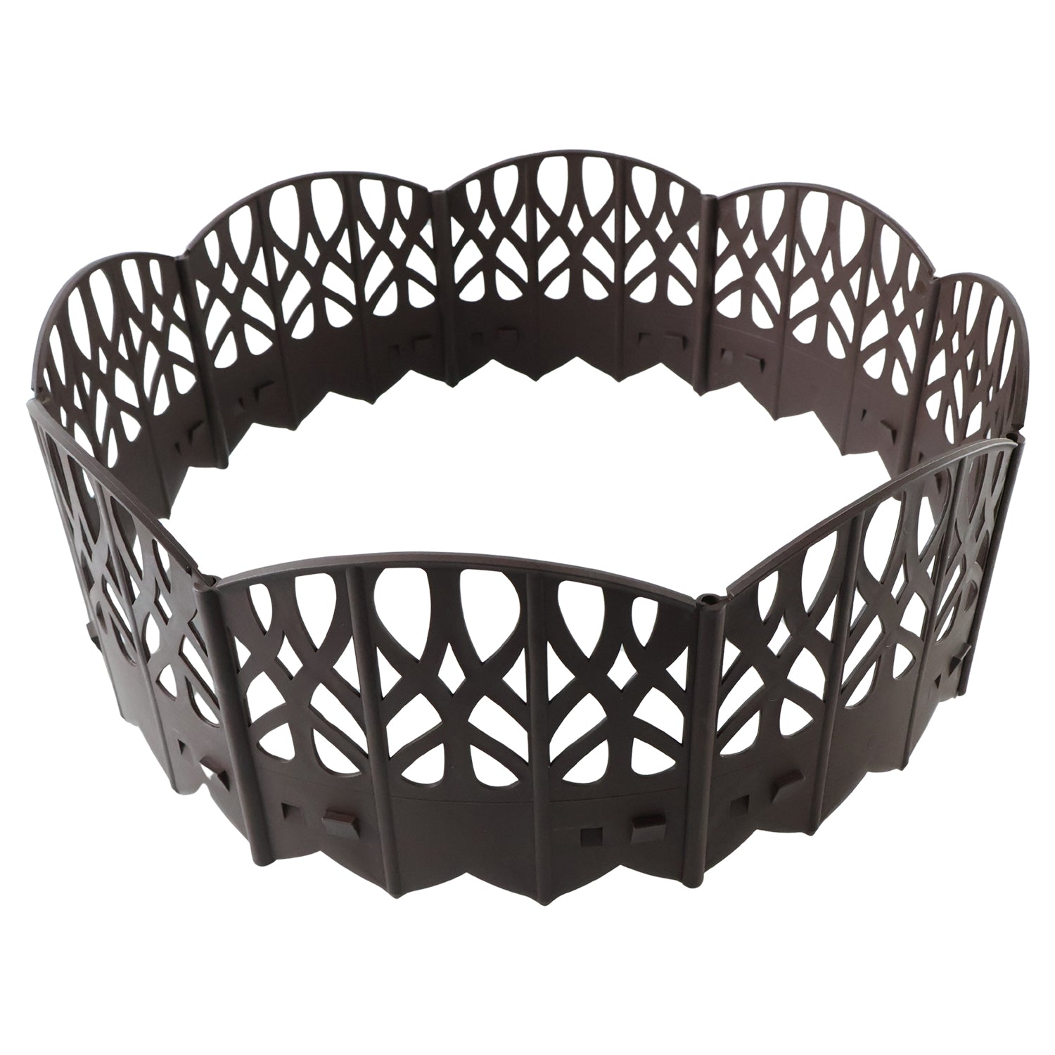 Plastic decorative garden fence border on white background