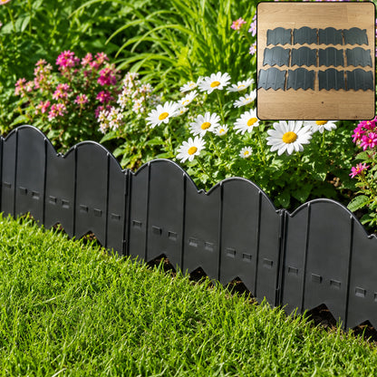 Plastic garden lawn edging border installed around flower bed