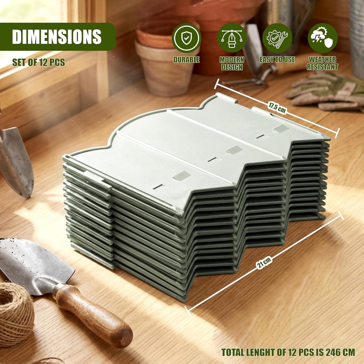 Plastic garden lawn edging border dimensions