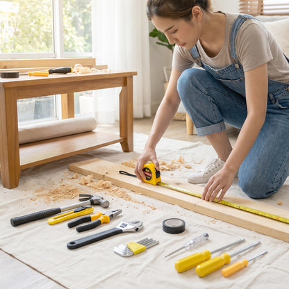 Home repair tool kit measuring use