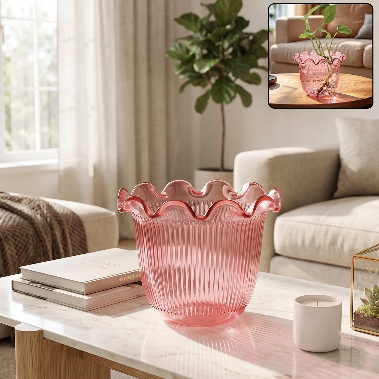 17122 decorative ruffled flower pot no sku