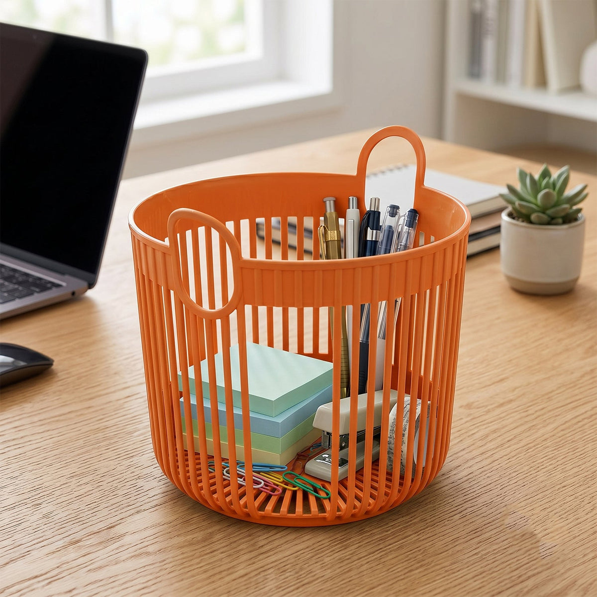 17124_multi_plastic_round_storage_basket_with_handle image 8
