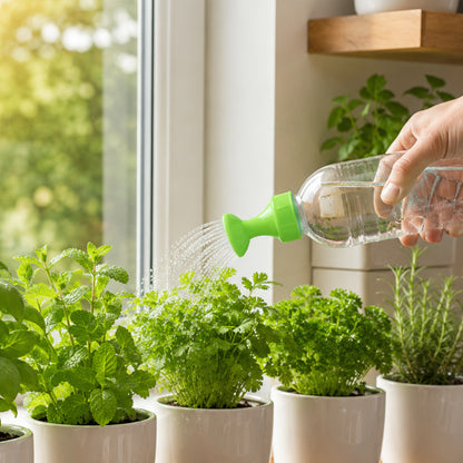 Bottle watering nozzle for indoor plants