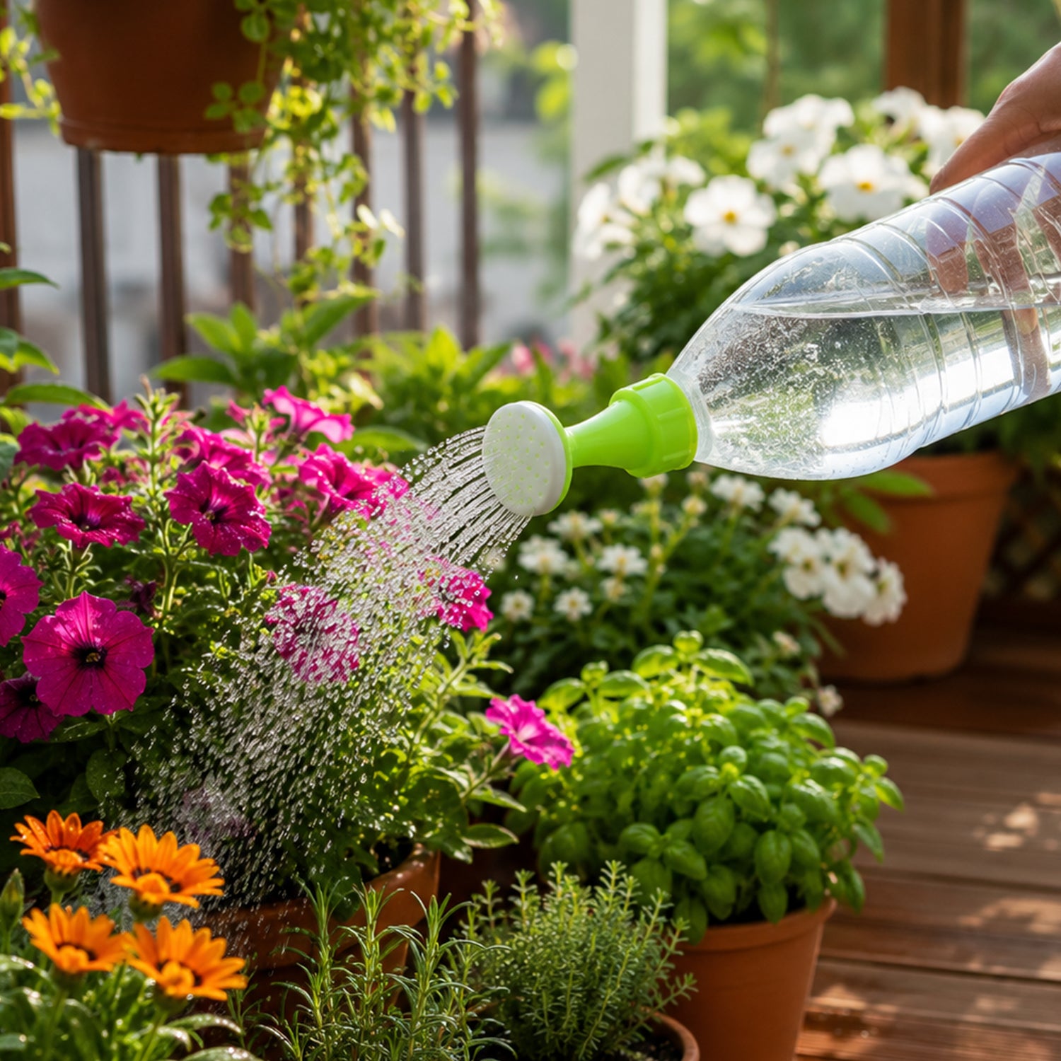 Bottle sprinkler nozzle for outdoor flowers