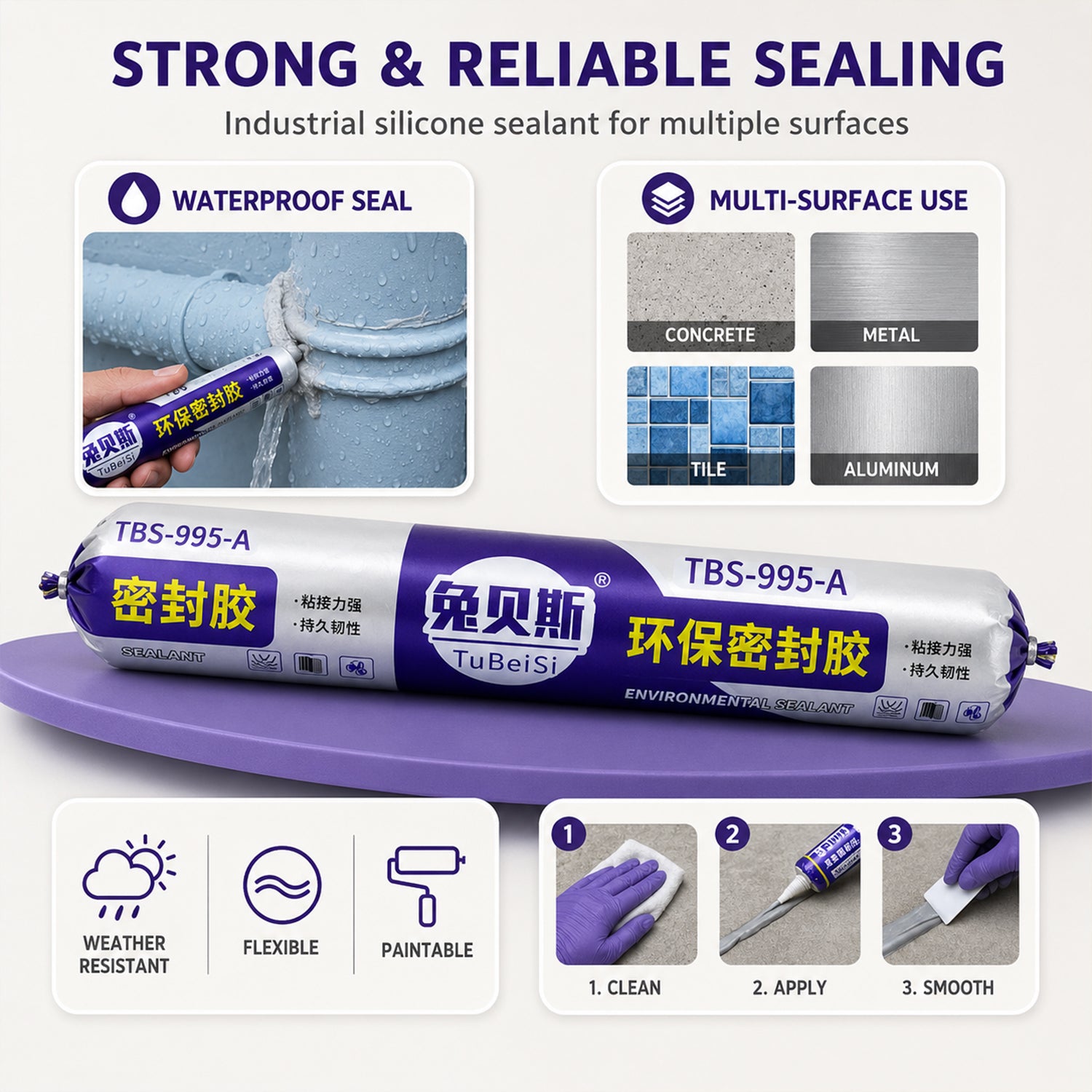 Strong waterproof multipurpose silicone sealing features