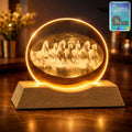 3D Crystal LED Table Lamp – Running Horses on Wooden Base