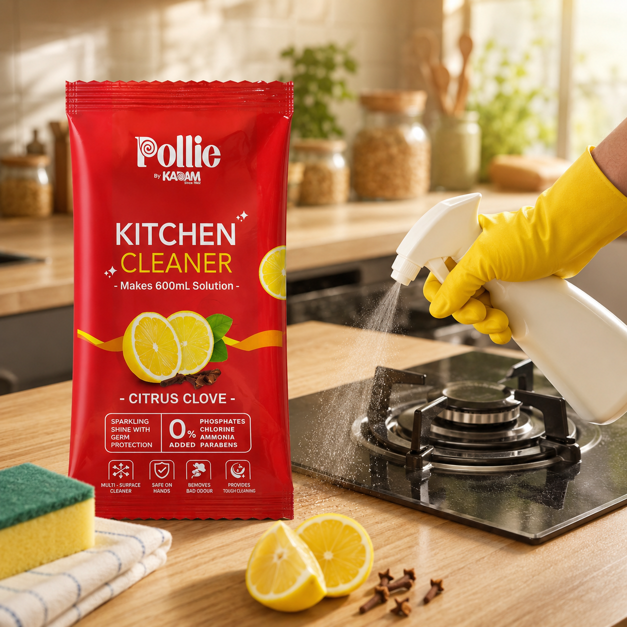 Kitchen Surface Cleaner Sachet – Concentrated Citrus Clove Formula