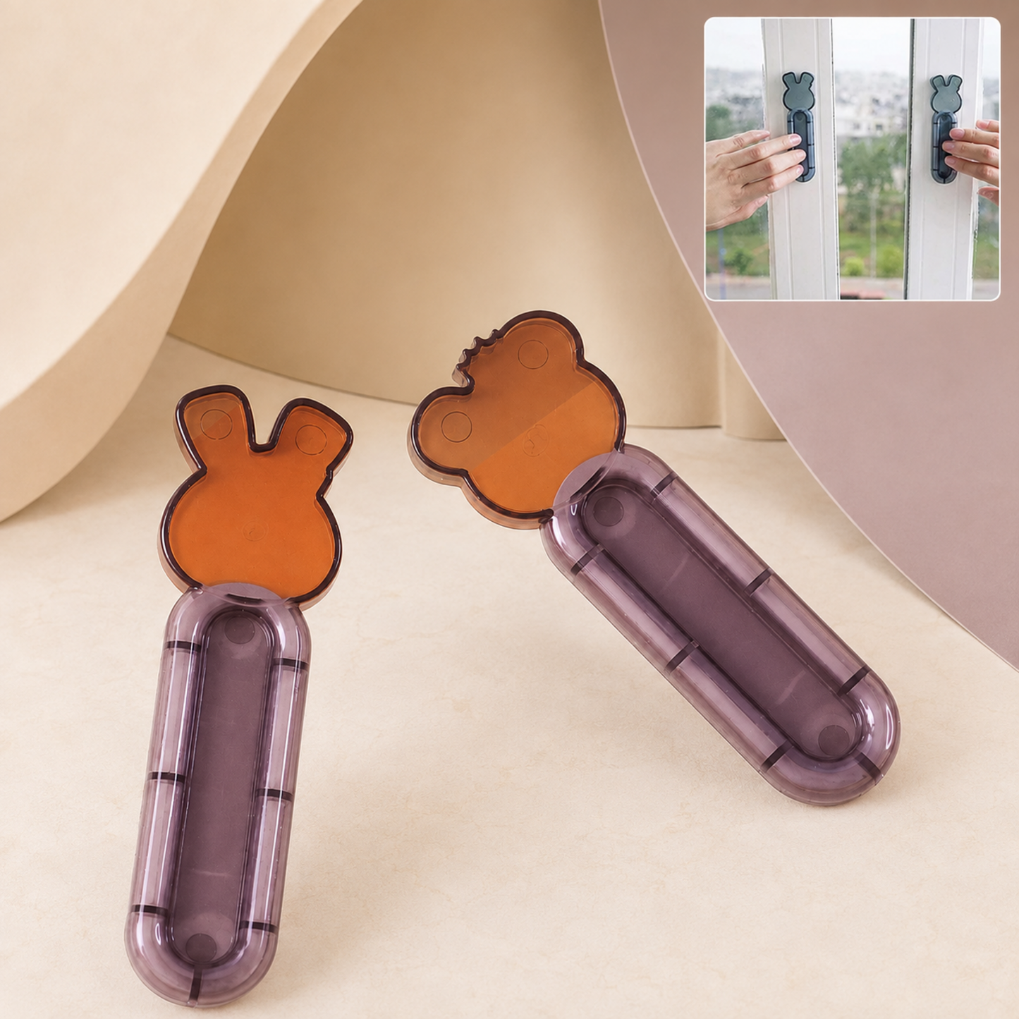 Self Stick Push Pull Helper Handles for Cabinet and Glass Door (2 Pc)
