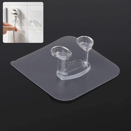 Transparent Self-Adhesive Wall Hook – Drill-Free, Waterproof & Oil-Proof for Toothbrush, Socket (1 Pc)