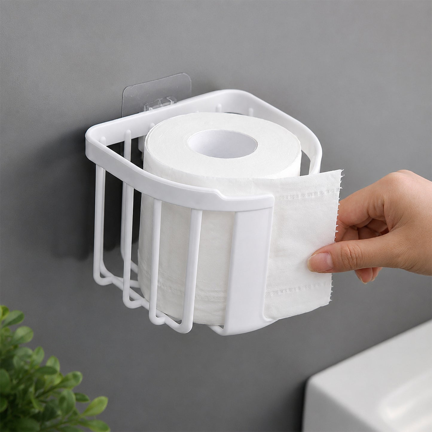 Wall mounted toilet paper roll storage basket