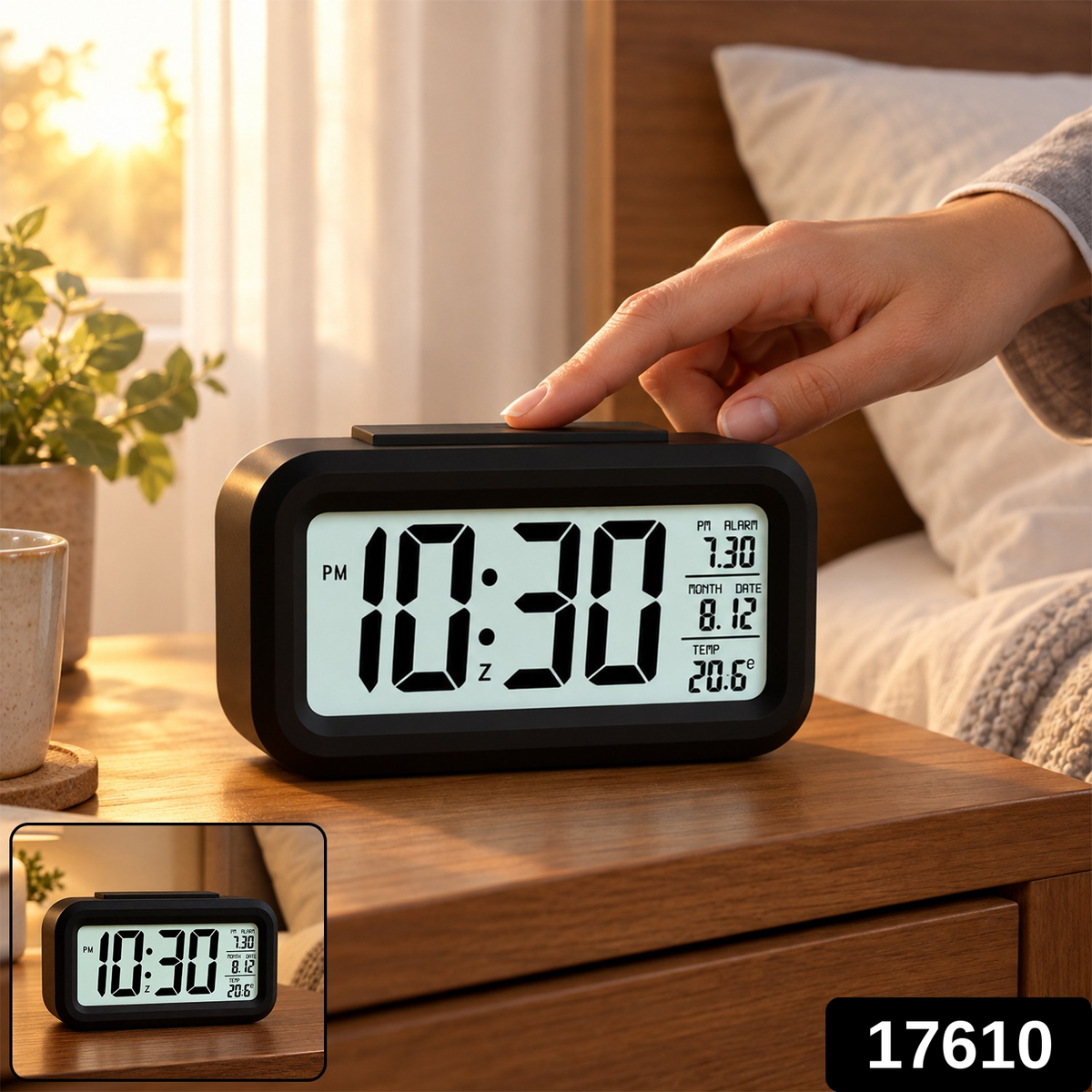 Digital LED Alarm Clock with Temperature Display for Bedside (1 Pc)