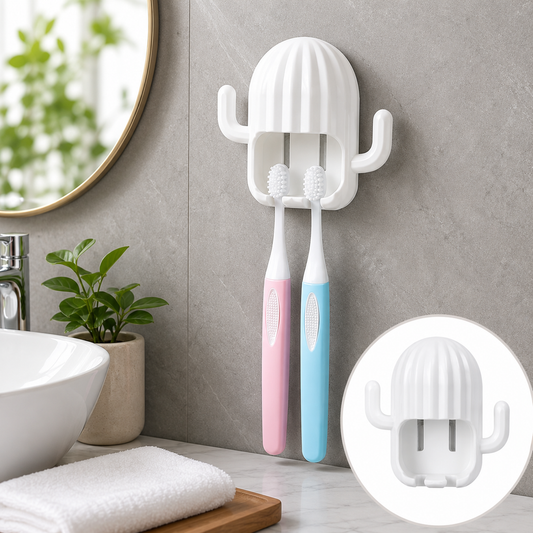 Cactus Toothbrush Holder – Wall Mounted with Dust-Proof Cover
