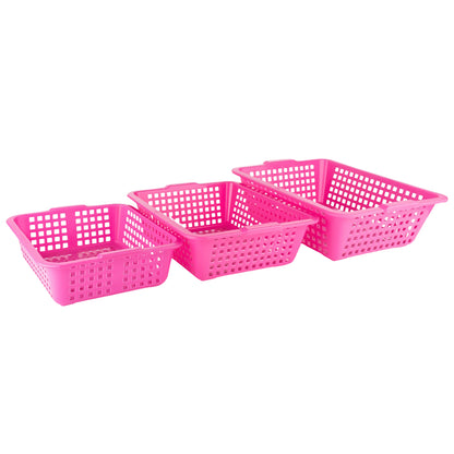 Plastic Multiple Size Cane Fruit Baskets (3 Size Large, Medium, Small)