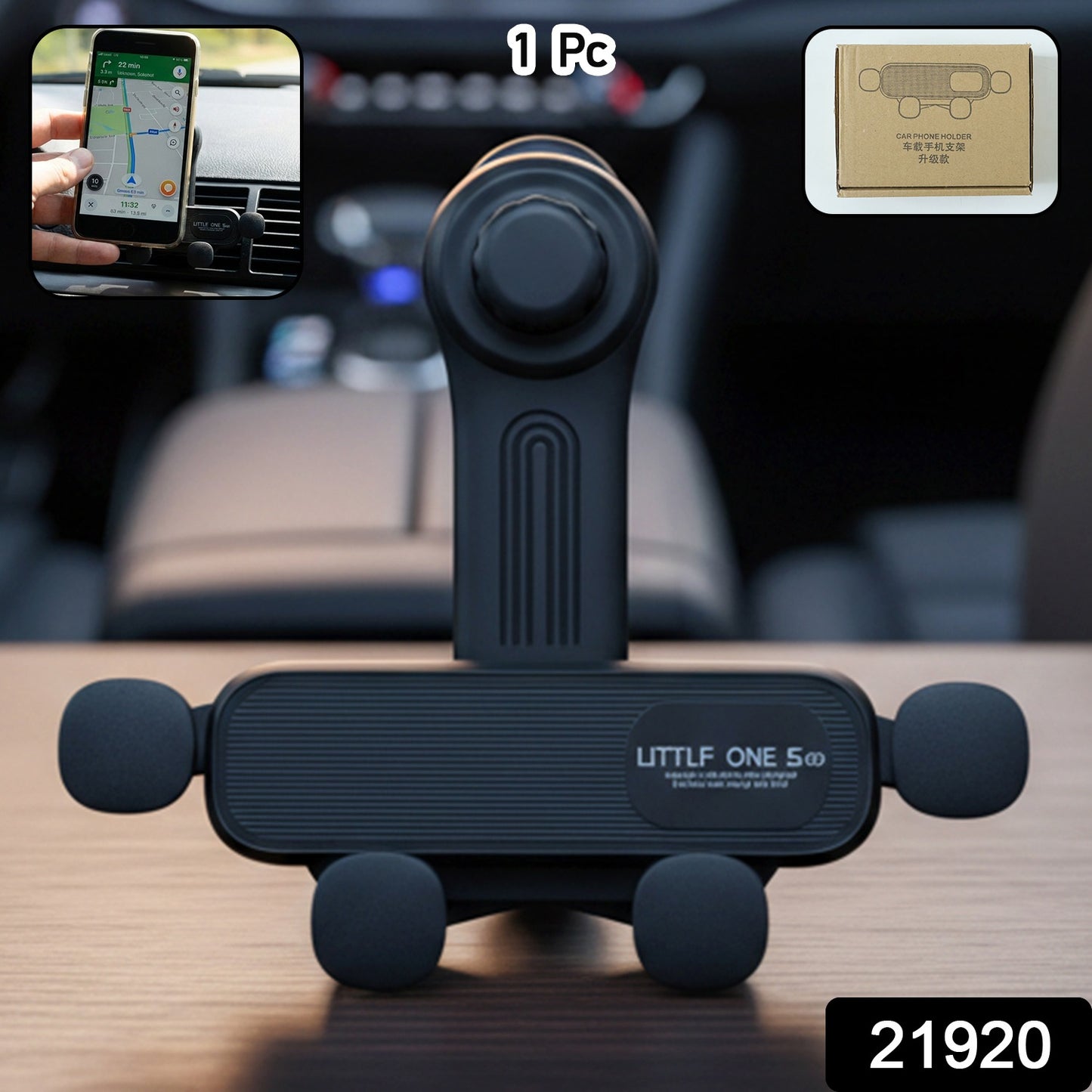 Smartphone mounted on car air vent holder