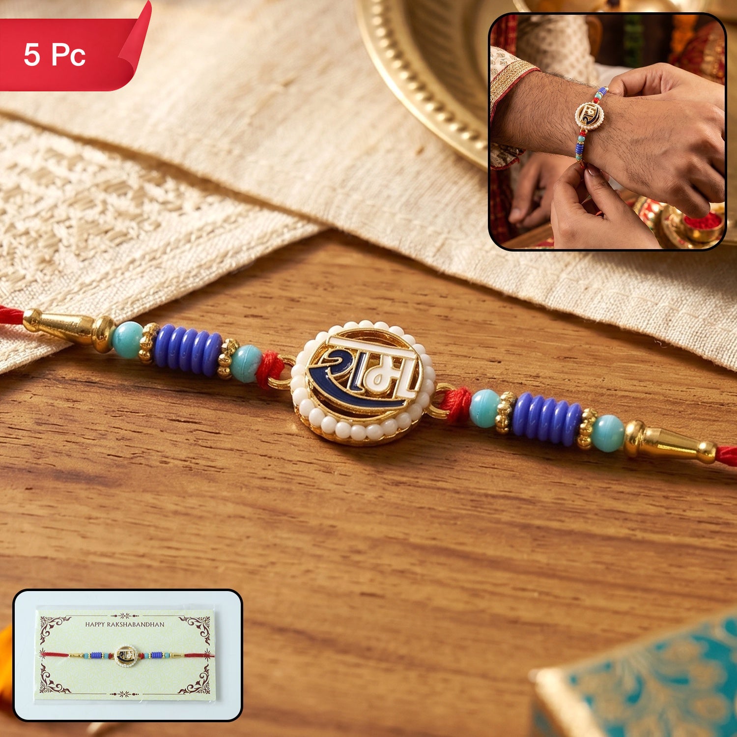Ram Naam Devnagari Rakhi Traditional, Stylish & Comfortable (5pcs)