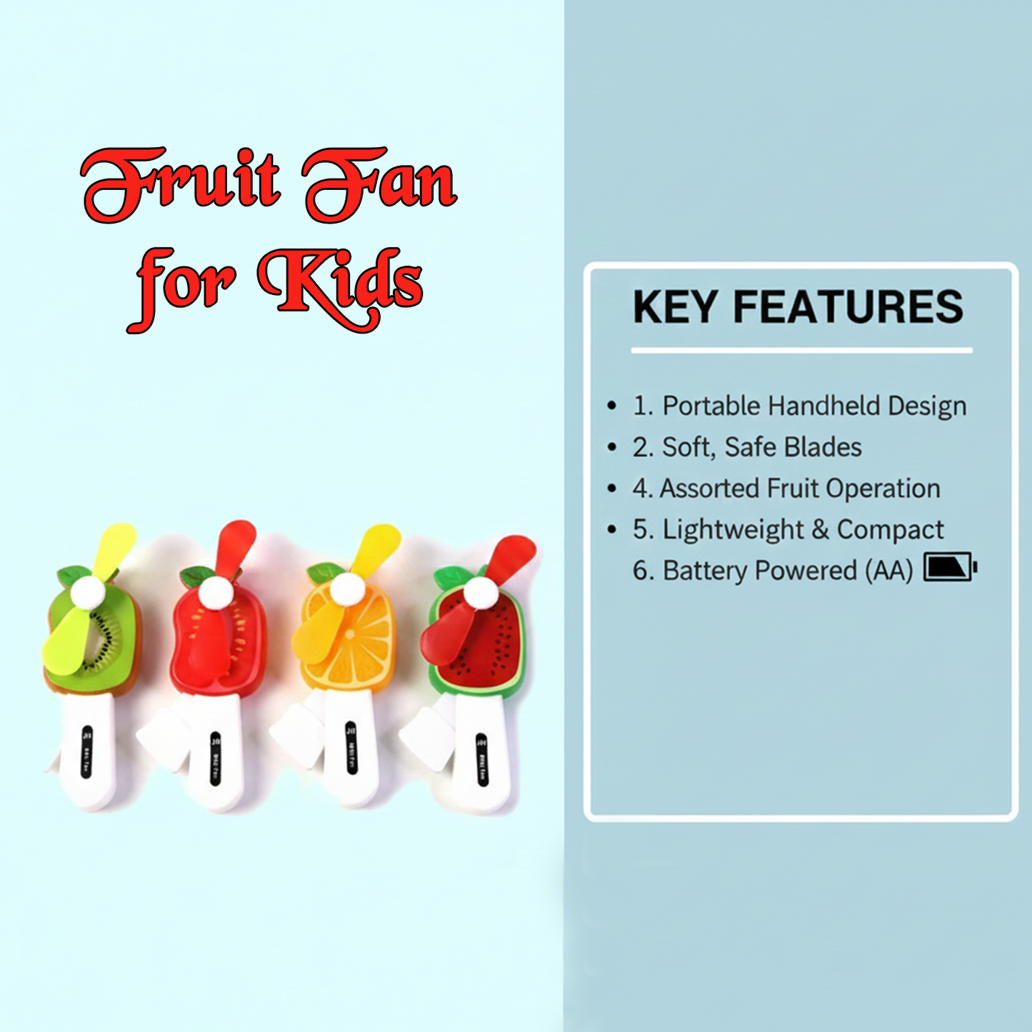 Mini Hand Pressure Fruit-Shaped Fan for Kids (1 Pc / Mix Design)