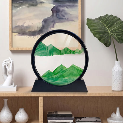 3D Moving Sand Art Round Frame with Stand for Home and Office Table Decor (1 Pc) - image 4