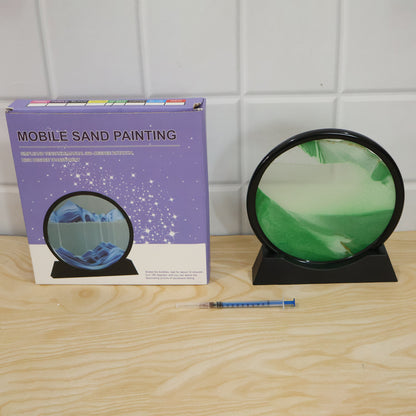 3D Moving Sand Art Round Frame with Stand for Home and Office Table Decor (1 Pc) - image 9