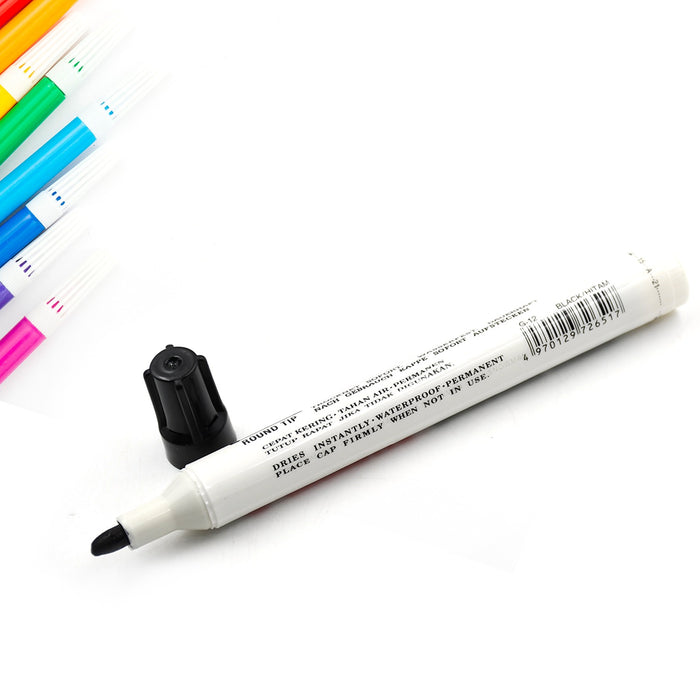 BLACK PERMANENT MARKER LEAK PROOF MARKER CRAFTWORKS, SCHOOL PROJECTS AND OTHER | SUITABLE FOR OFFICE AND HOME USE (PACK OF 12 PC)