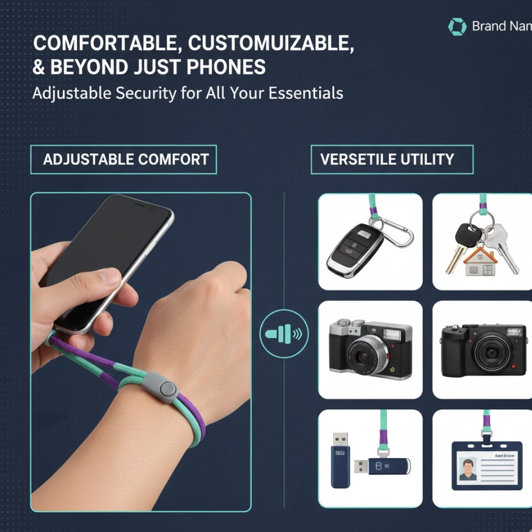 Multipurpose Adjustable Hand Wrist Strap Lanyard(1 Pc / 15 Inch / Multicolor)