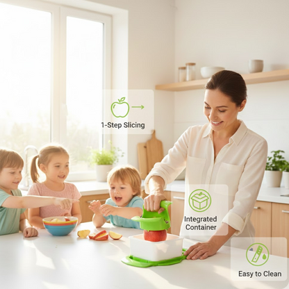 Apex Apple Cutter with Container – Unbreakable ABS Body & Stainless Steel Blades