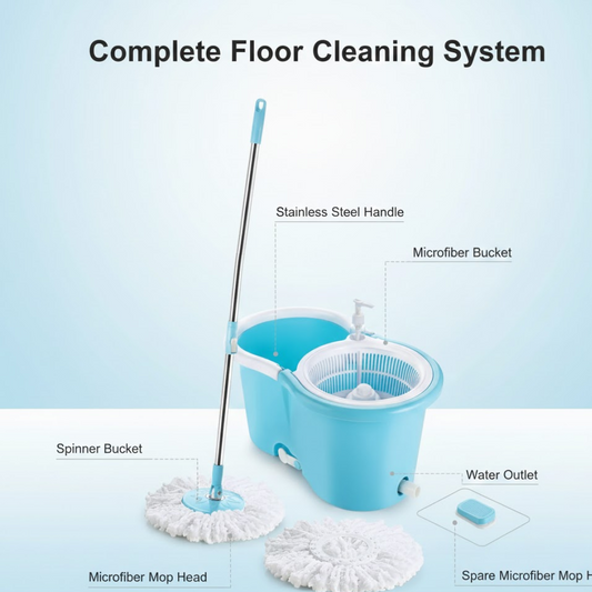 Plastic Spinner Bucket Floor Cleaning Mops Set