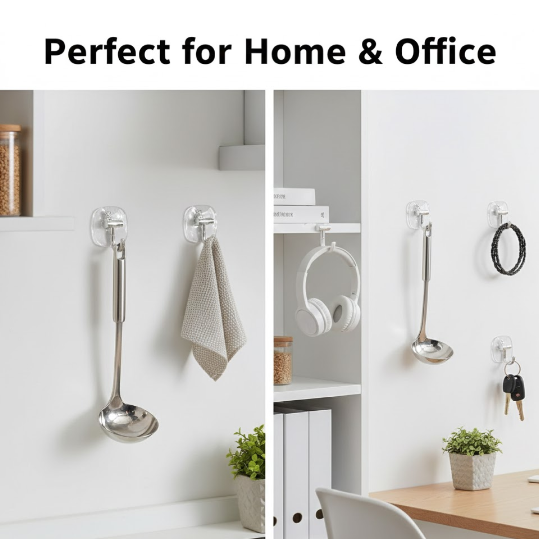 Large Plastic Self Adhesive Wall Hooks (2 Pc)