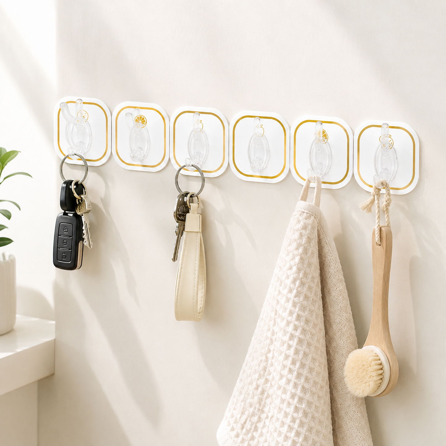 Transparent Adhesive Hooks (6 Pcs) – Strong & Reusable | GlimmerHome