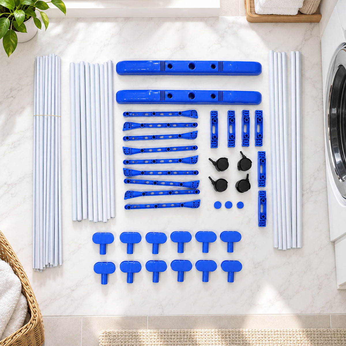 Three layer clothes drying rack components and features - view 04
