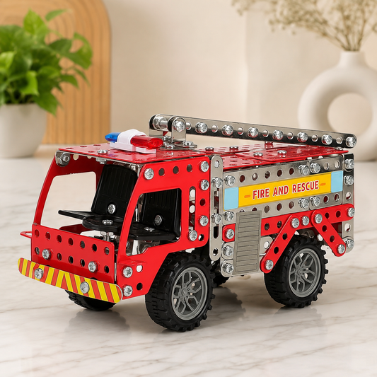Metal Fire Truck Building Blocks – DIY STEM Kit for Kids | Little Blocks