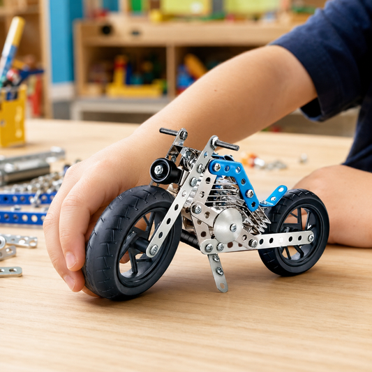Metal Bike Construction Kit – 140 Part STEM Toy | Little Blocks