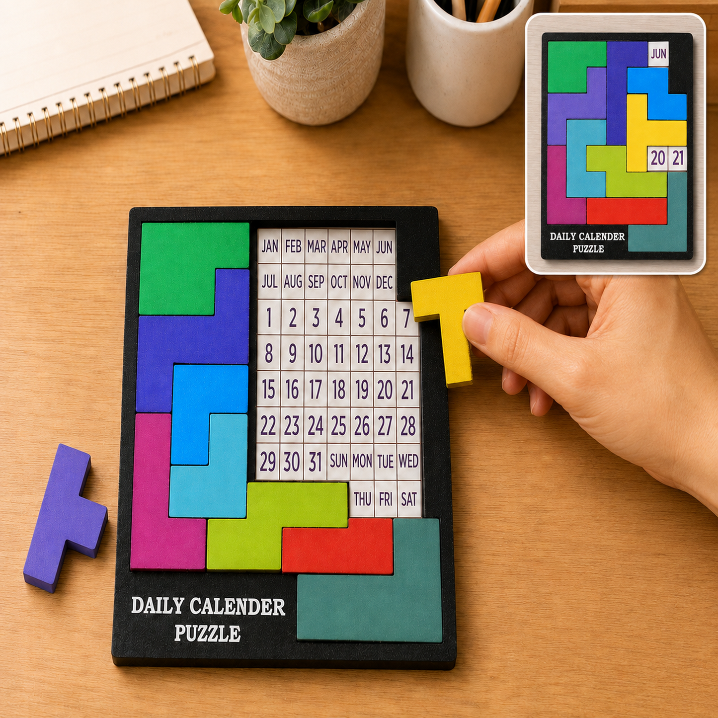 Wooden Daily Calendar Puzzle – Mind Challenge Game | Inventive Play