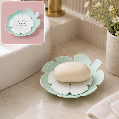 Plastic Soap Dish – Self-Draining Floral Design | VelvetBubbles