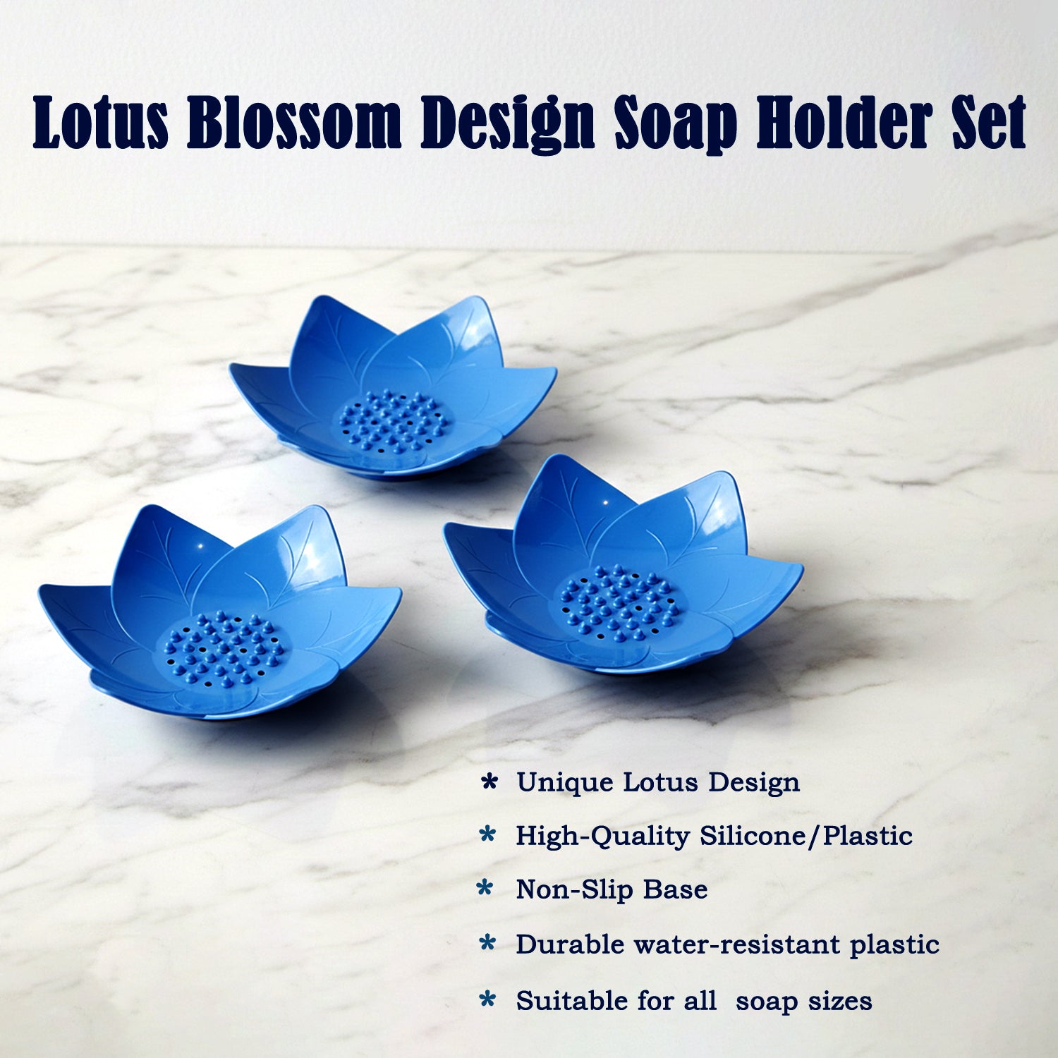 Supermom 3-Piece Lotus Blossom Design Soap Holder Set