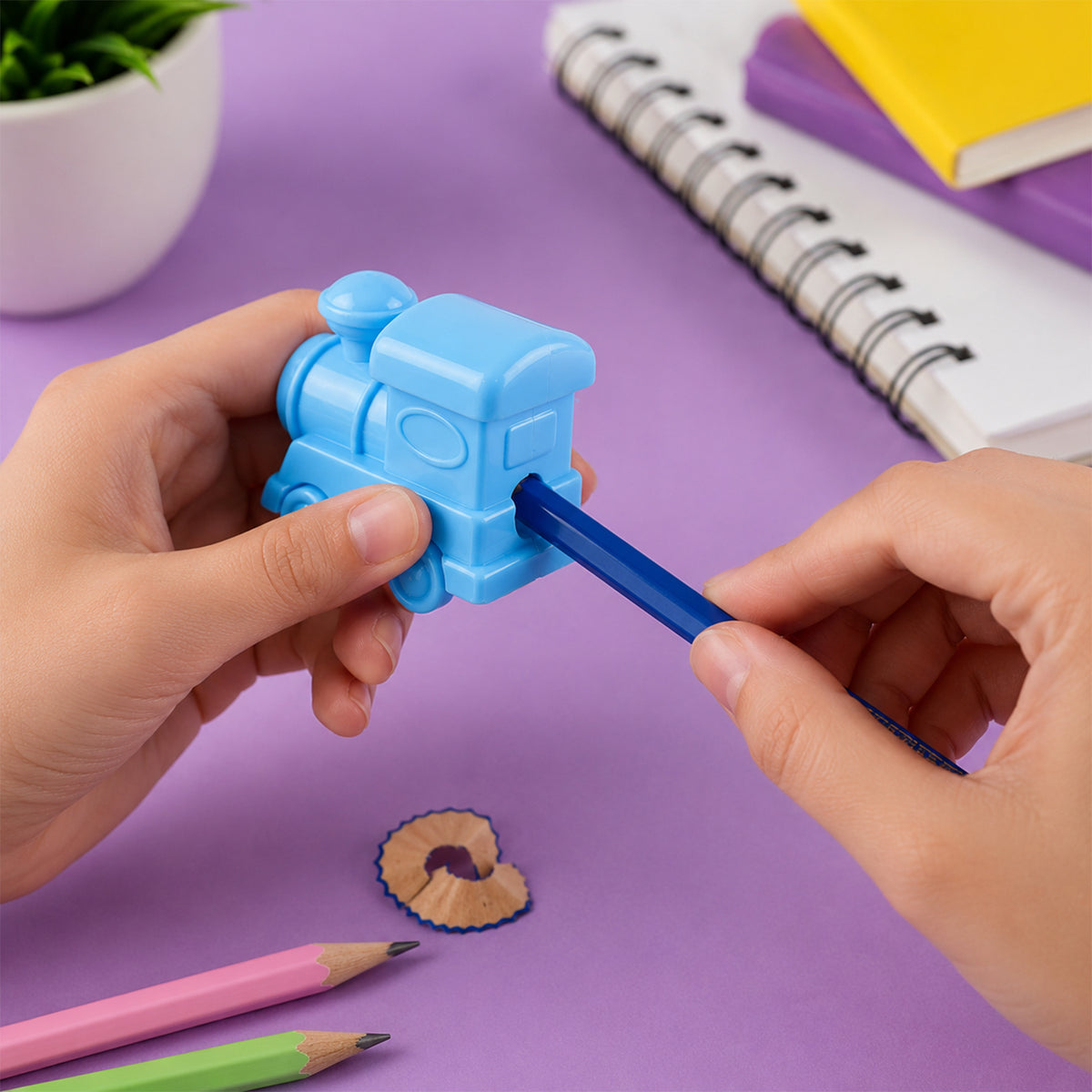 Train shaped pencil sharpener product view