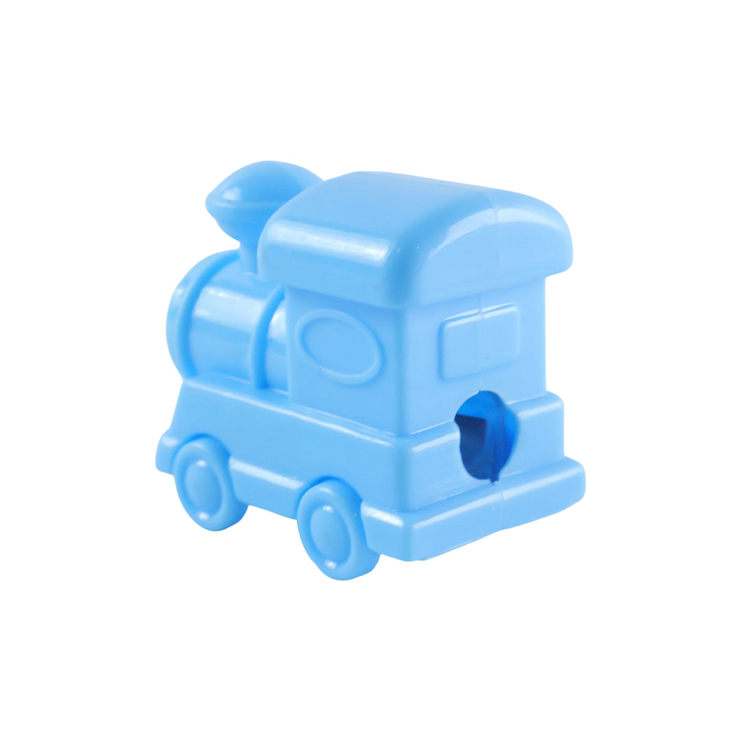 Train pencil sharpener on white background