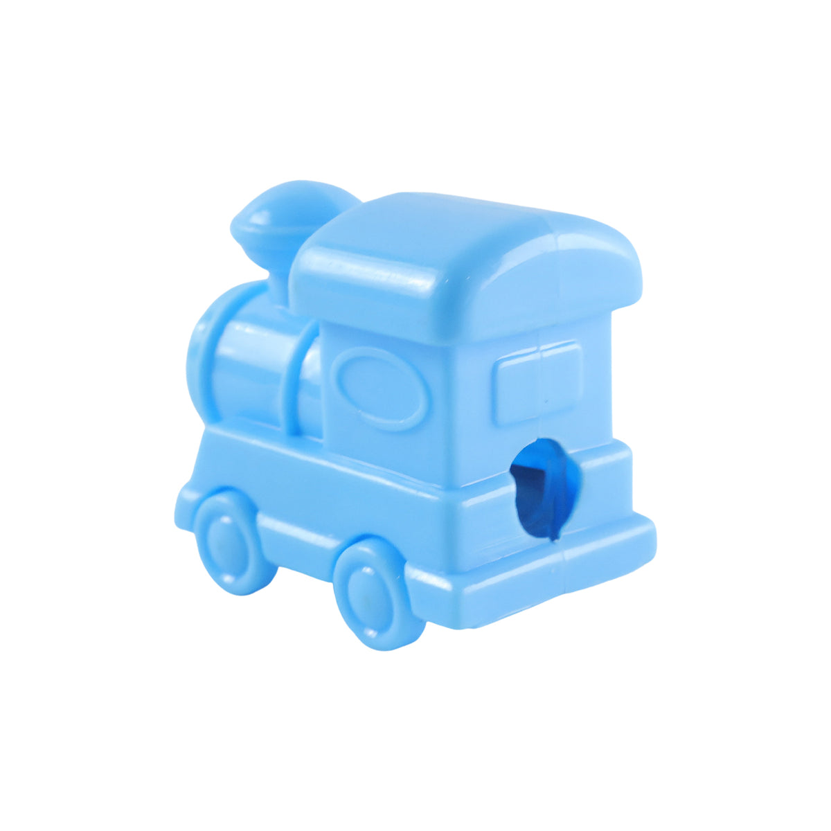 Train pencil sharpener on white background