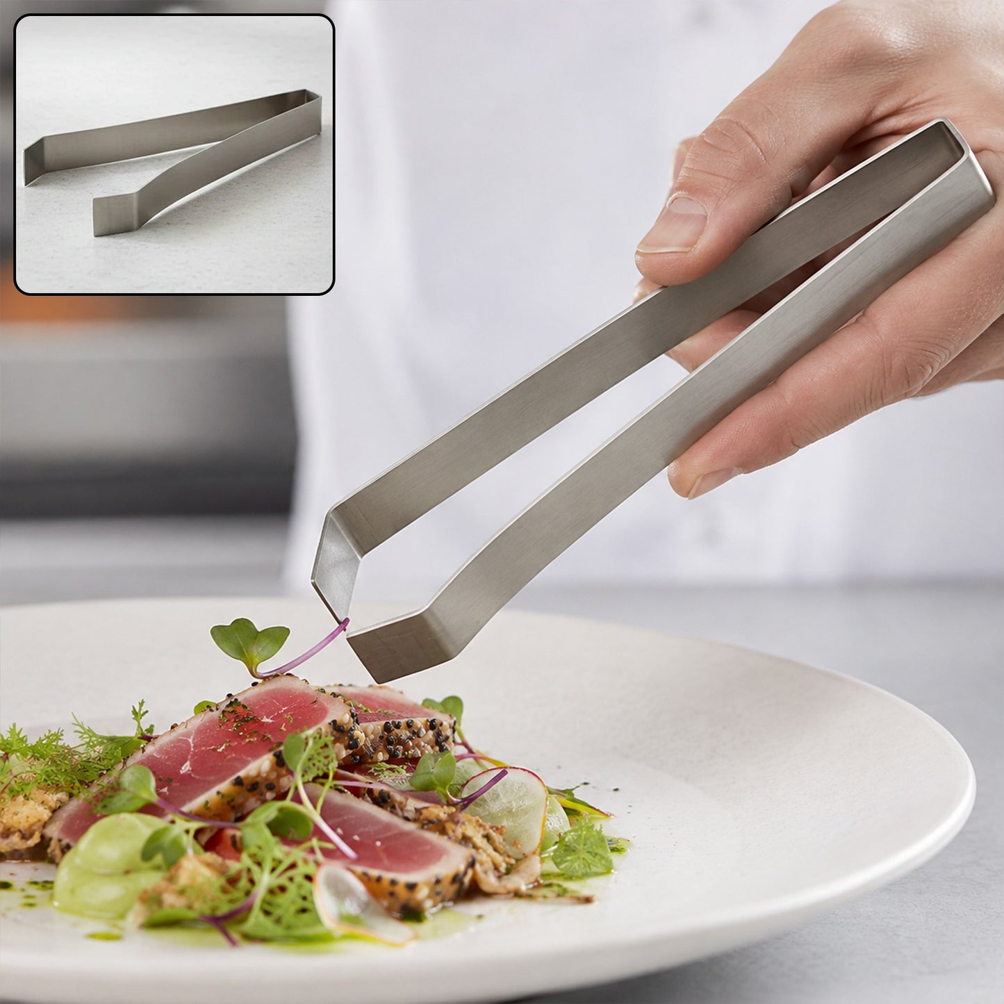 Stainless Steel Precision Serving Tong for Small Items (1 Pc)