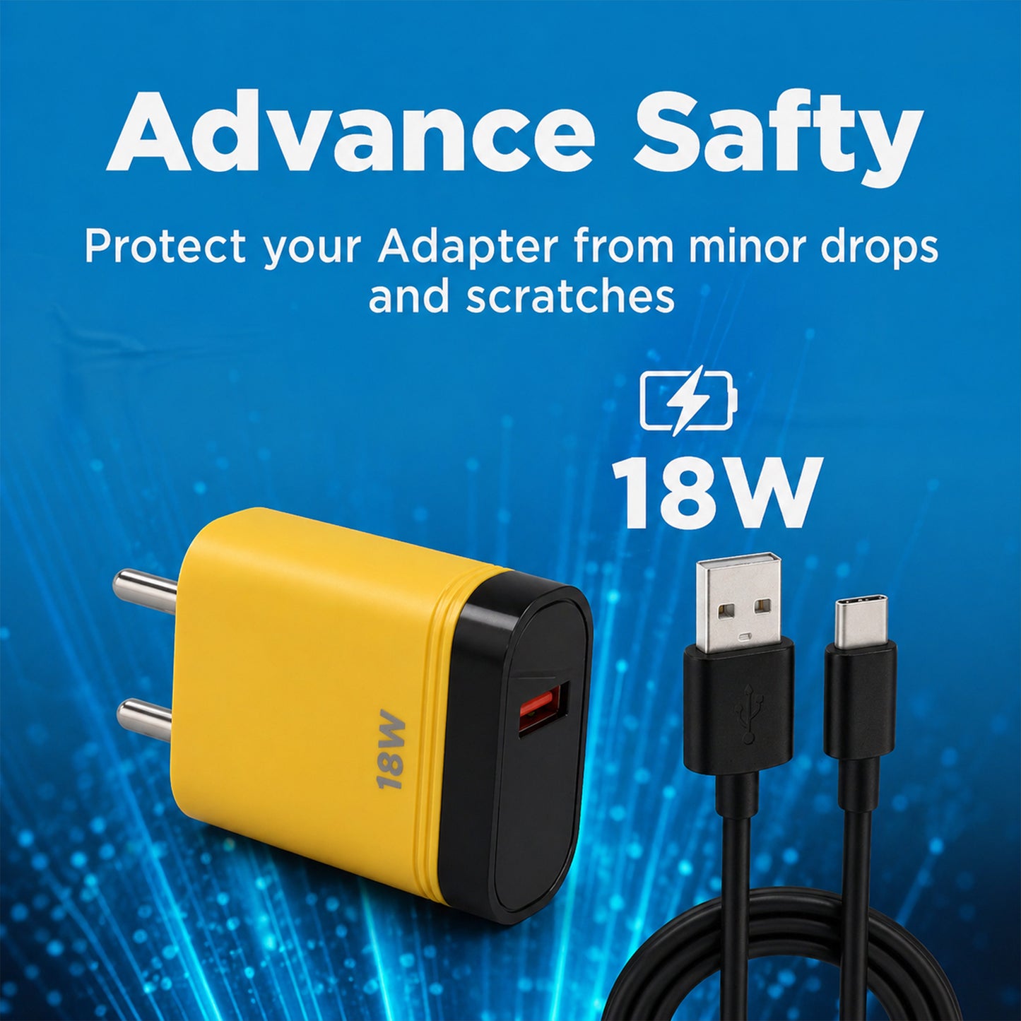 Side view of 18W fast charging dual USB wall charger