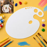 Oval Oil Colour Mixing Plate with 2 Dippers & Thumb Hole Flat Palette for Artists
