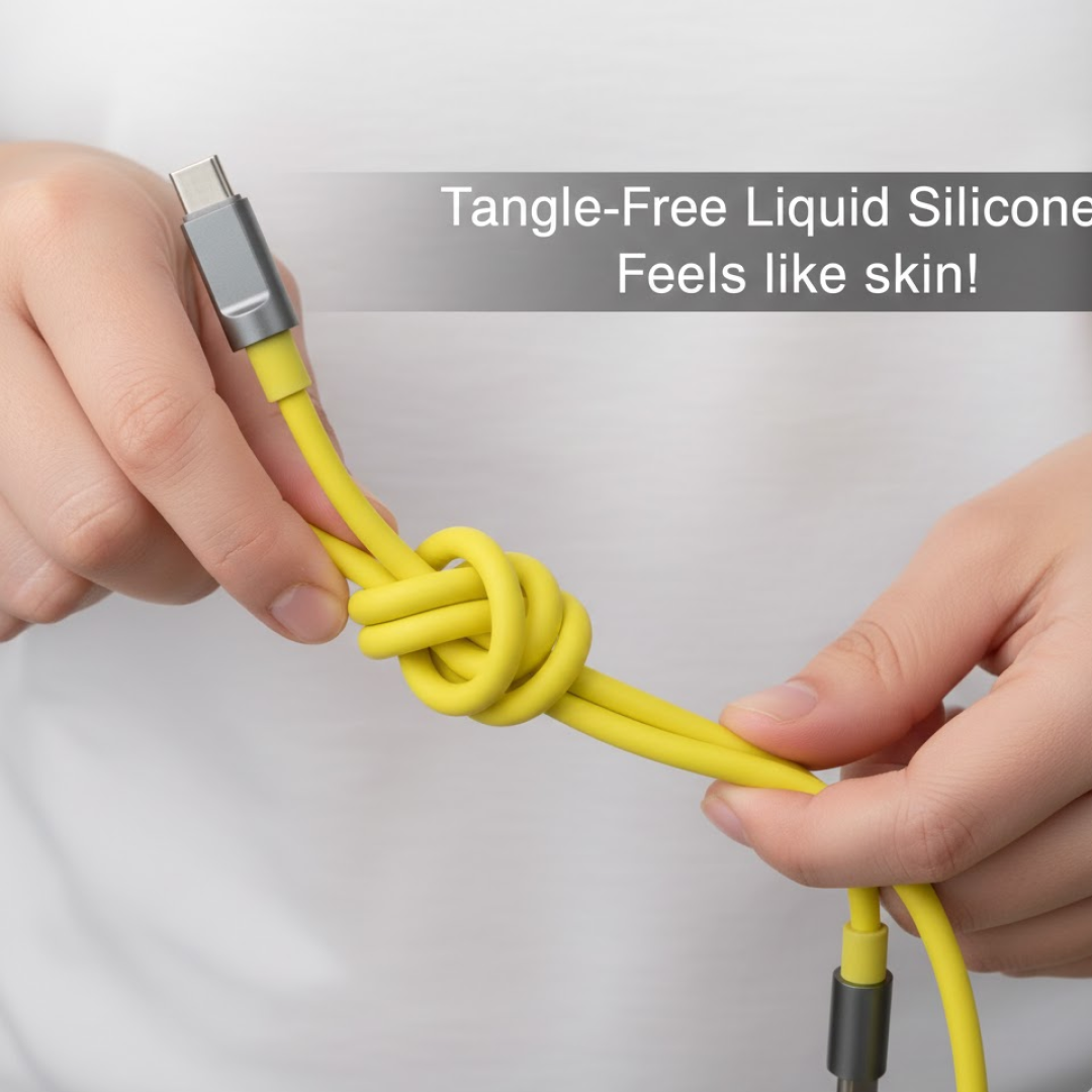 Close-up of the durable USB Type C connector on the cable