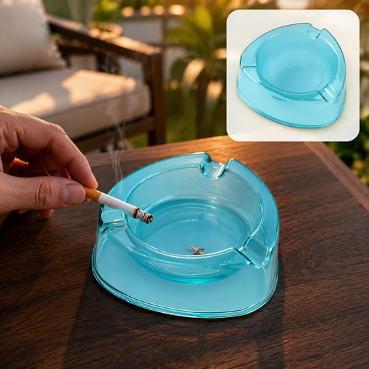 Transparent Ashtray with 3 Cigarette Grooves and Deep Ash Cavity (1 Pc)