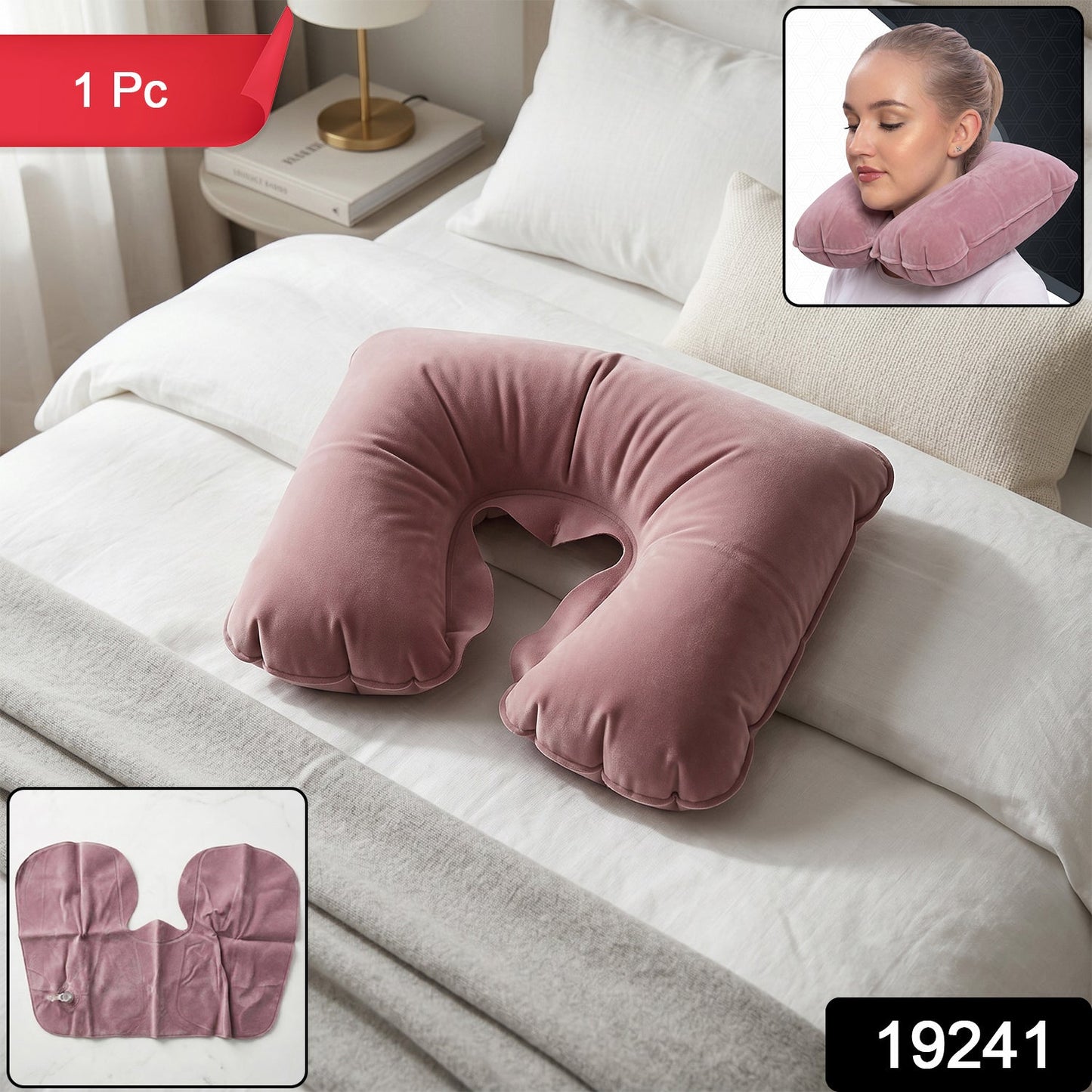 U-Shaped Neck Pillow Soft Travel Support Pillow for Neck Head Rest (1 Pc)